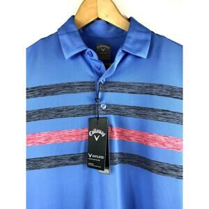 Callaway Mens Small Opti-Dri Marina Blue Stripe SS Golf Polo Size Small $70